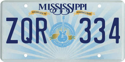 MS license plate ZQR334