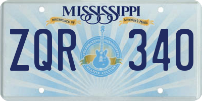 MS license plate ZQR340