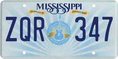 MS license plate ZQR347