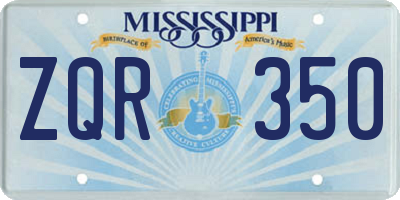 MS license plate ZQR350