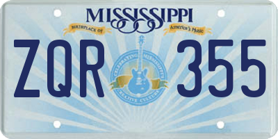 MS license plate ZQR355