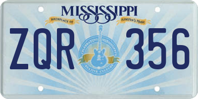 MS license plate ZQR356