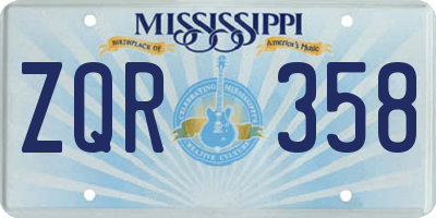 MS license plate ZQR358