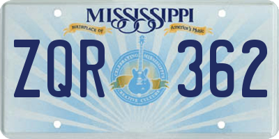 MS license plate ZQR362