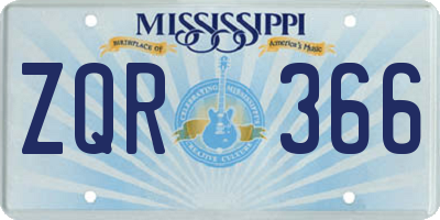 MS license plate ZQR366