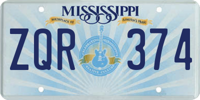 MS license plate ZQR374