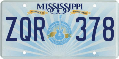 MS license plate ZQR378
