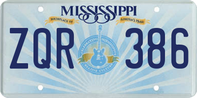 MS license plate ZQR386