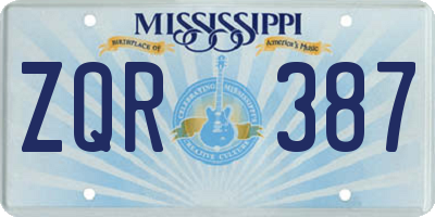 MS license plate ZQR387