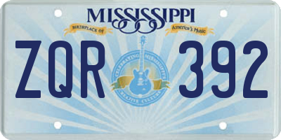 MS license plate ZQR392