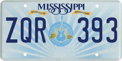 MS license plate ZQR393