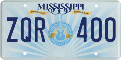 MS license plate ZQR400