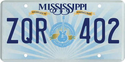 MS license plate ZQR402