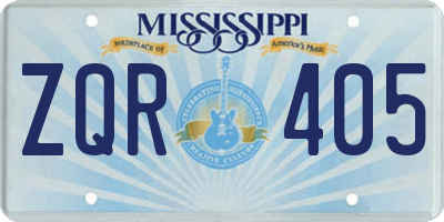 MS license plate ZQR405