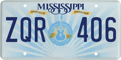 MS license plate ZQR406
