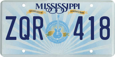 MS license plate ZQR418