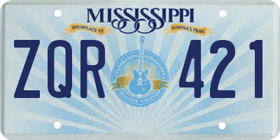 MS license plate ZQR421