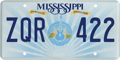 MS license plate ZQR422