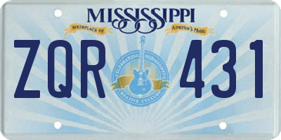 MS license plate ZQR431