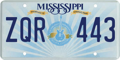 MS license plate ZQR443