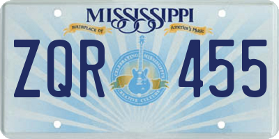 MS license plate ZQR455