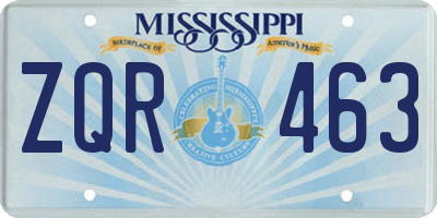 MS license plate ZQR463