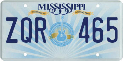 MS license plate ZQR465