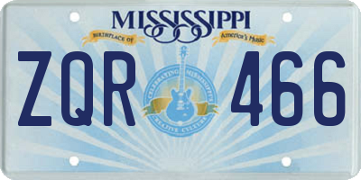 MS license plate ZQR466