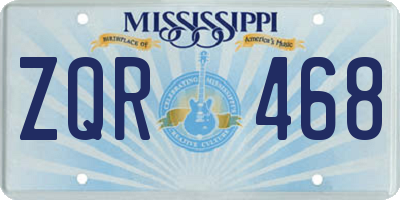 MS license plate ZQR468