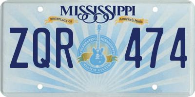 MS license plate ZQR474