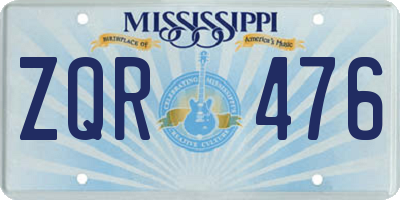 MS license plate ZQR476