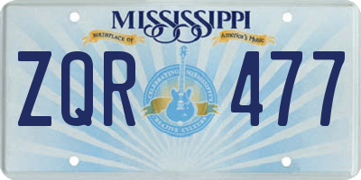 MS license plate ZQR477