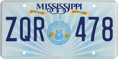 MS license plate ZQR478