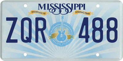 MS license plate ZQR488