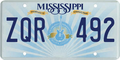 MS license plate ZQR492