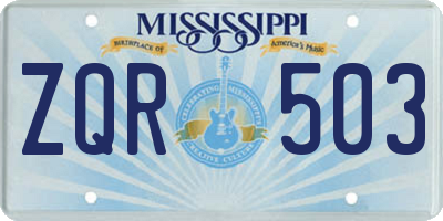 MS license plate ZQR503