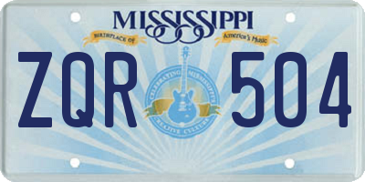 MS license plate ZQR504