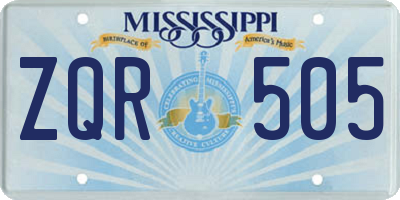 MS license plate ZQR505