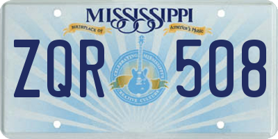MS license plate ZQR508