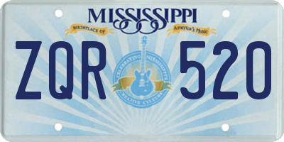 MS license plate ZQR520