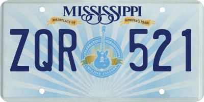 MS license plate ZQR521