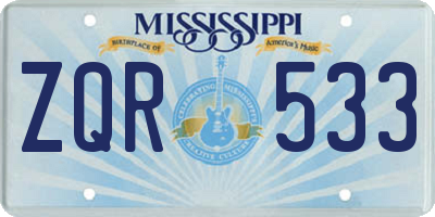 MS license plate ZQR533