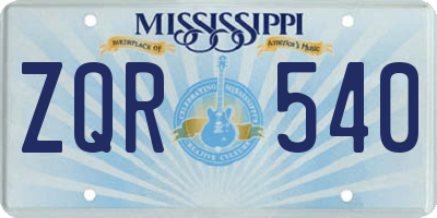 MS license plate ZQR540