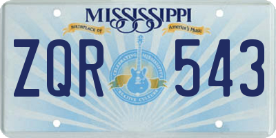 MS license plate ZQR543
