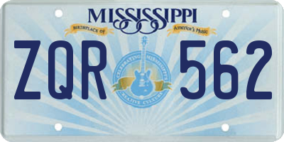 MS license plate ZQR562