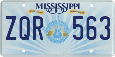 MS license plate ZQR563