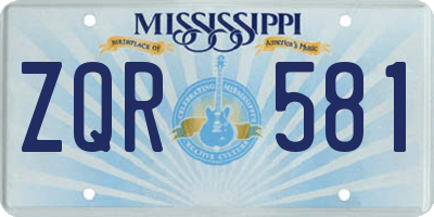 MS license plate ZQR581