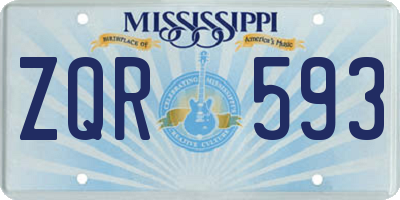 MS license plate ZQR593