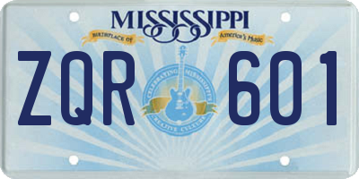 MS license plate ZQR601