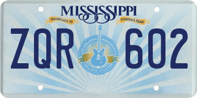 MS license plate ZQR602